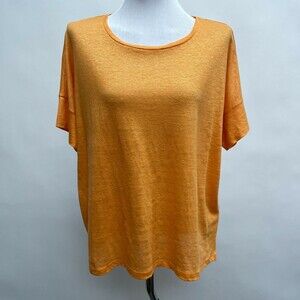 J. Jill Love Linen Women's Top Petite Large Orange Tiger Lily 100% Linen NWT